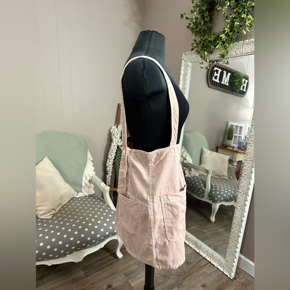 Free People • Suspender Skirt Mini Button Front Utility Beige NWT Size 10 - Picture 10 of 15
